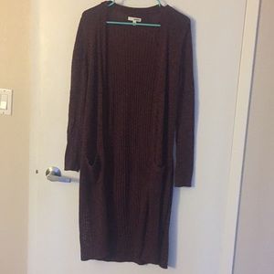 Sonoma Maroon Ribbed Knee-Length Cardigan size S